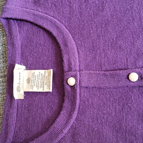 Pure new wool short sleeve cardigan with pearl look buttons size XL - Picture 3 of 6